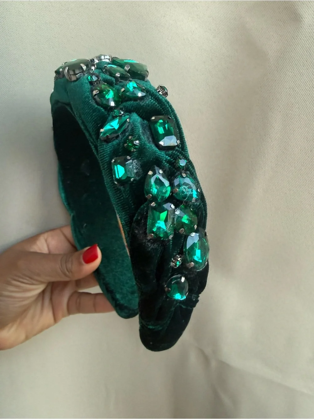 Emerald Velvet handmae Jeweled Headband - Women Accessories